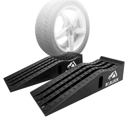 ROBLOCK Heavy Duty Low Profile Car Ramps for Oil Changes, Portable Car Ramps for Low Cars High Lift and Jack Support, Vehicle Ramps for Garage, 35.63''x12''x8.07'', G.V.W 13000 LBS, 2 PCS