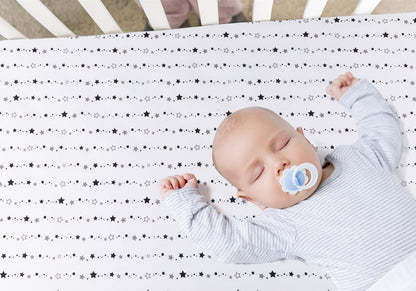 FIGEPO 4 Pack Star and Moon Neutral Unisex Fitted Baby Crib Sheets Set for Baby Boys or Girls