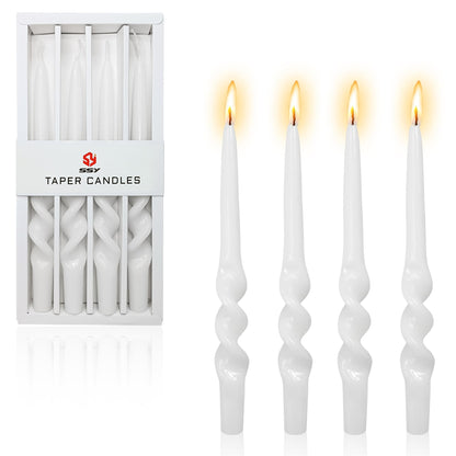 8pcs Short Taper Candle Spiral Candles,Gedengni White Candle Sticks Beige Twisted Candlesticks Swirl Tapered Candles for Home Décor Dinner Weddings Holiday Women Gifts