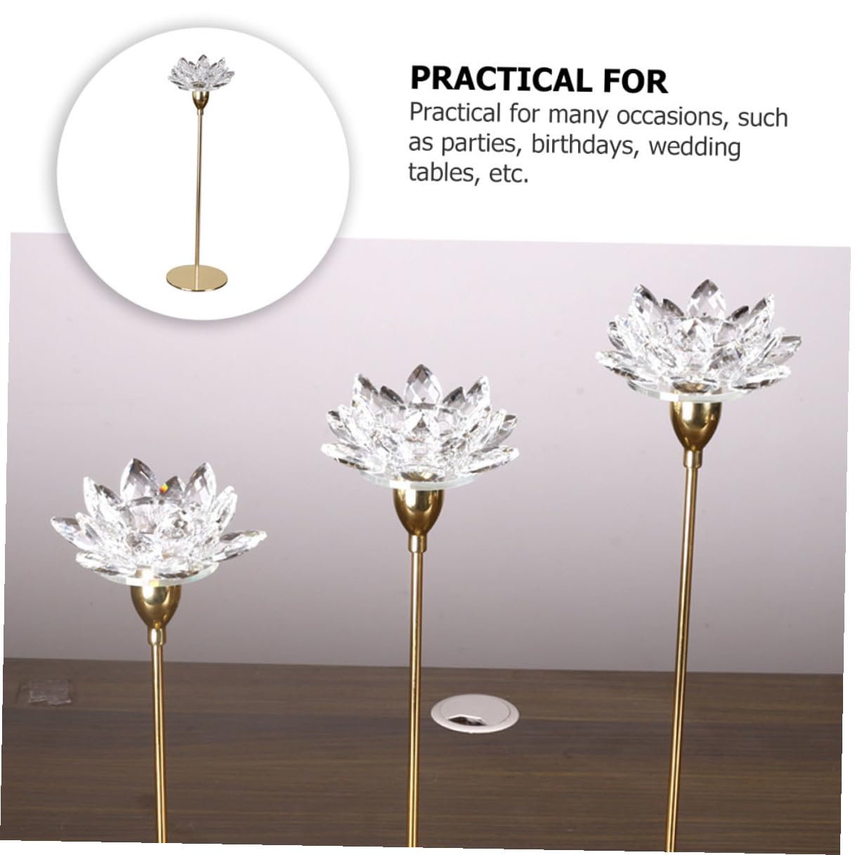HOOTNEE Modern Metal Crystal Lotus Candle Holder Small Decorative Wedding Candlestick for Dining Room Romantic Home Décor