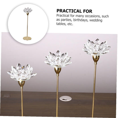 SUPVOX Metal Candlestick Holder Small Crystal Lotus Design, Romantic Wedding Candle Stand Ornament for Dining Room Decor