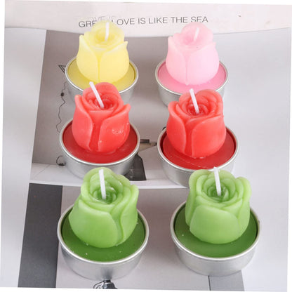 STOBAZA 12pcs Romantic Rose Shape Candles for Valentine's Day Decoration Red Paraffin Wax Candles Party Supplies for Home and Wedding Ambiance