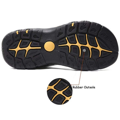 visionreast Mens Closed Toe Fisherman Leather Sandals Outdoor Hiking Beach Sandals Athletic Water Shoes