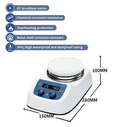 ONiLAB 280℃ 5 inch LED Digital Hotplate Magnetic Stirrer with Ceramic Coated Stainless Steel Work Plate, 200-1500rpm,110V,Temp Probe Sensor & Support Stand & Stirring Bar Included…