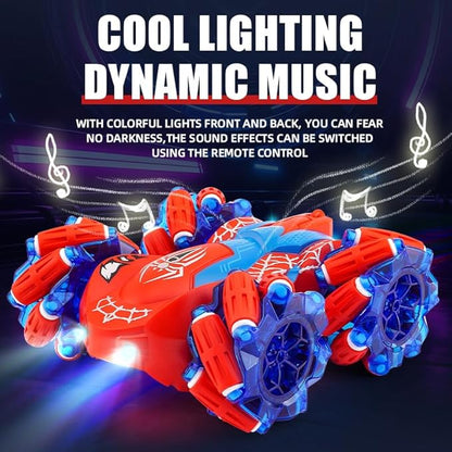 Spider RC Stunt Car for Kids 2.4GHz Double-Sided 360° Rotating 4WD Remote Control Car with LED Headlights Rechargeable Off-Road Spider Toy Gift for Boys Ages 4–6 5–7 8–13