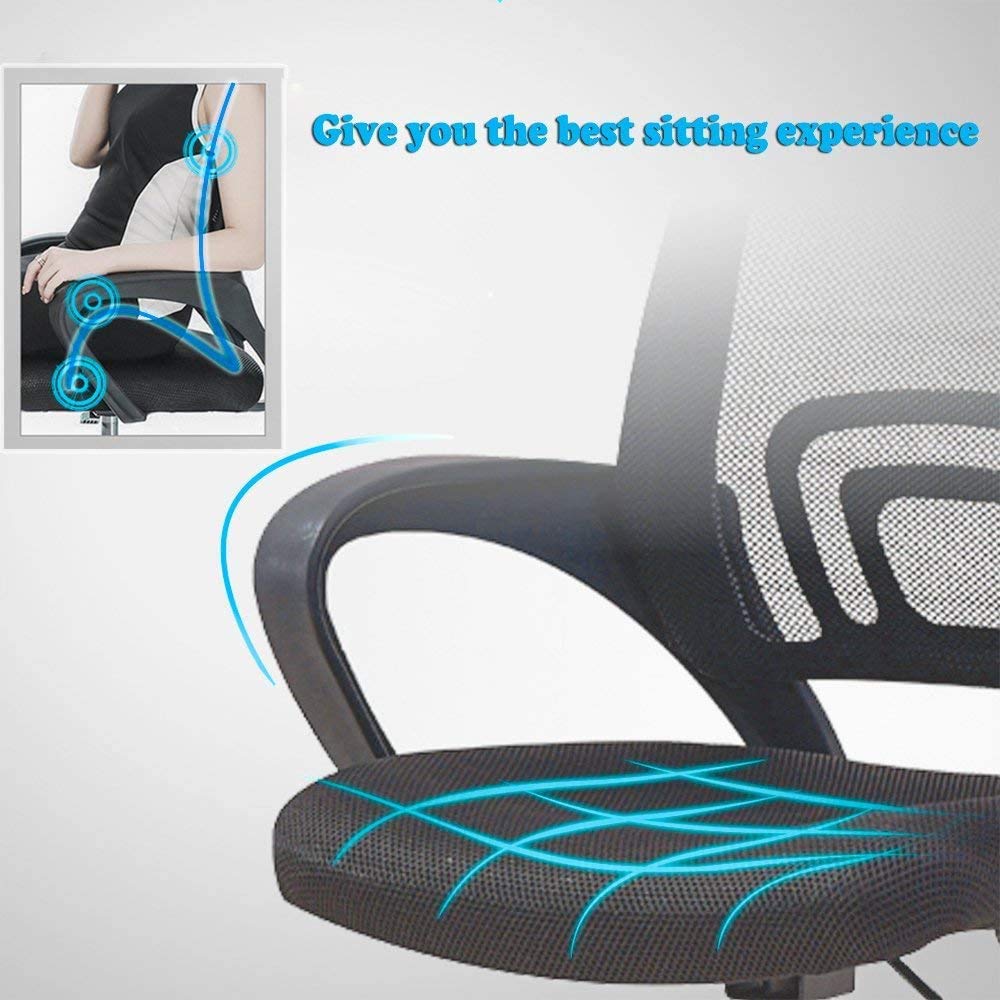BestOffice Office Chair Ergonomic Cheap Desk Chair Mesh Computer Chair Lumbar Support Modern Executive Adjustable Stool Rolling Swivel Chair for Back Pain (Black)