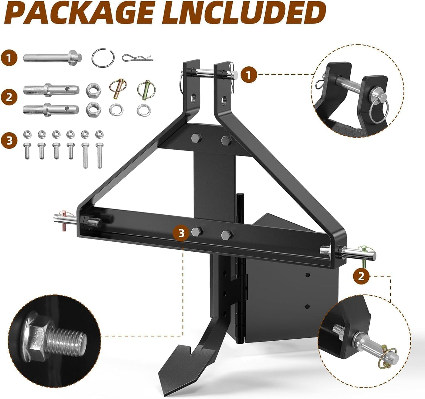 Garvee Middle Buster for Category 1, 3 Point Quick Hitch Tractors, Upgraded Heavy Duty Steel Furrows and Harvests Potatoes, Subsoiler for Garden and Farm Use, Black