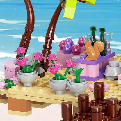 MindBox Girls Seaside Villa Building Blocks812pcs Beach House Building Toys for Kids Age 8+Mini Brick