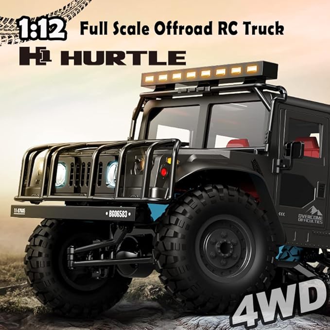 The perseids Remote Control Car Metal Chassis &amp Drive Shaft 1/12 RC Crawler 4WD Off-Road RTR Truck 2.4GHz Remote Truck with LED Headlights RC car Hobby RC Crawlers for Adult