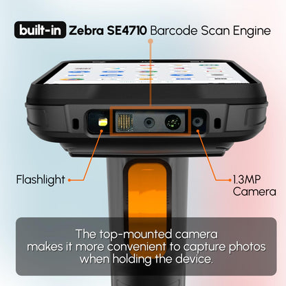 RAYOUNGTEK Android Barcode Scanner with Pistol Grip, Equipped with SE4710 Scanner Engine, Handheld Android 12 PDA 4+64GB, 6.0 Full Screen 4G Wi-Fi 1D 2D Data Terminal Mobile Computer Inventory Scanner
