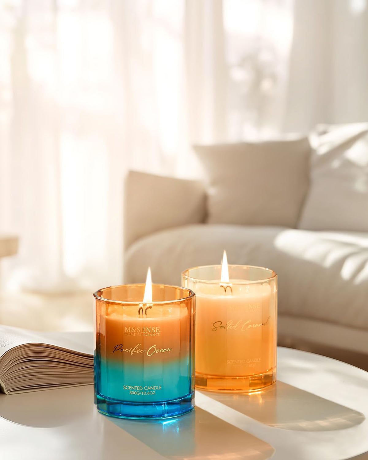 M&SENSE Mint Scented Candle - 10.6oz Natural Soy Wax 60-Hour Long Lasting Burn Time Non Toxic Relaxing Candle for Summer, Yoga, Spa & Stress Relief for Family Friends