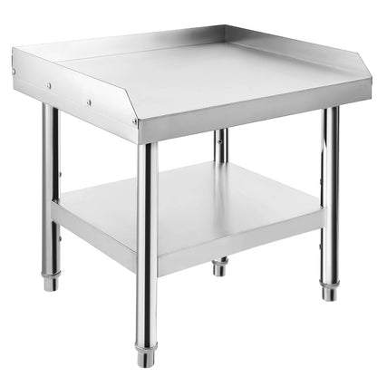 MOVECOM Stainless Steel Equipment Grill Stand Table 24x24x24 inch, 1000 lbs Top Shelf, 220 lbs Bottom Shelf, Adjustable Legs, 2" Edge Baffle, for Hotel, Home, Commercial Restaurant Kitchen