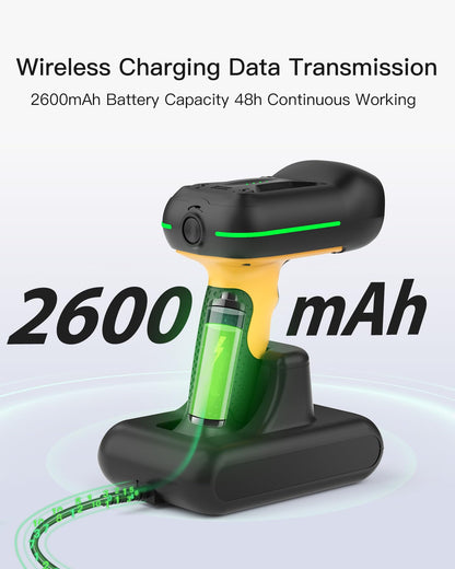 Inateck Industrial Barcode Scanner Wireless, 2D QR Code Scanner with Smart Charging Stand, IP67 Waterproof and Dustproof, Barcode Reader with 2600mAh Battery，Handscanner with App & SDK, BCST-75S