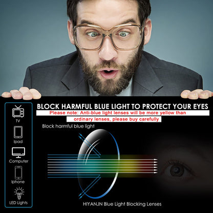 HIYANJN Frameless Reading Glasses Blue Light Blocking Rimless Computer Reader For men Lightweight Eyeglasses(3-Pack,2.25