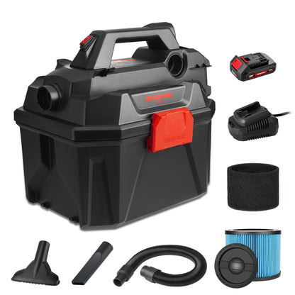 Shop-Vac 5430023 20V Cordless Wet/Dry Vacuum, 2 Gallon, 1.5 Inch Diameter x 5 Foot Hose, Portable Design for Quick Cleanups in Home and Garage