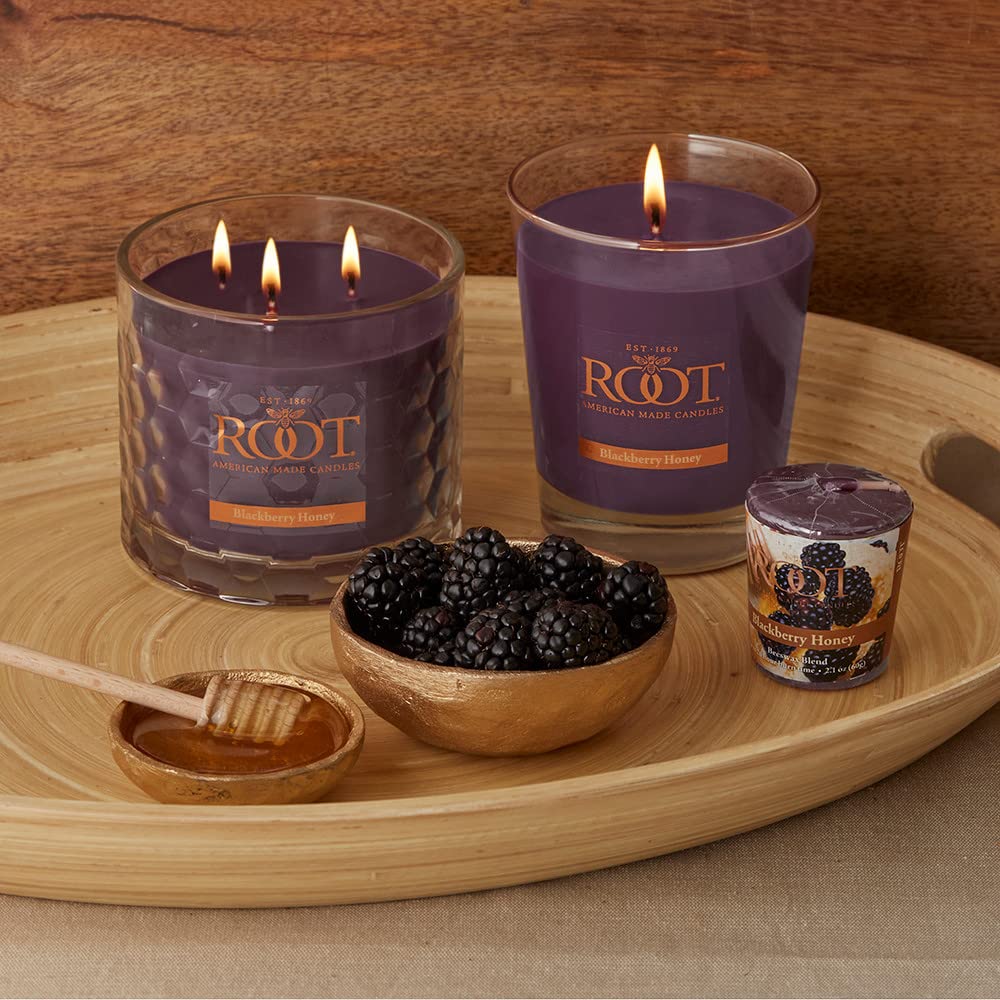 Root Candles Scented Candles Honeycomb Beeswax Blend Premium Handcrafted Candle, 12-Ounce 3-Wick, BlackBerry Honey