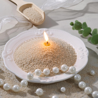 REISEN 2.2lb/35OZ Candle Sand Wax- Unscented Nude Sand Candle with 10 Wicks & Wooden Spoon, Non Toxic Wax Beads, Refillable Natural Wax for Powder Candle Making