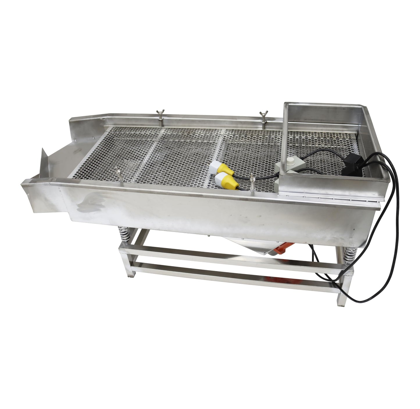 TECHTONGDA Straight Vibrating Sieve Screen Shaker Electric Linear Sifter Machine Stainless Steel Two Layers Two Motors 8mm 6mm Screen Size 15.7×37.4inch 110V