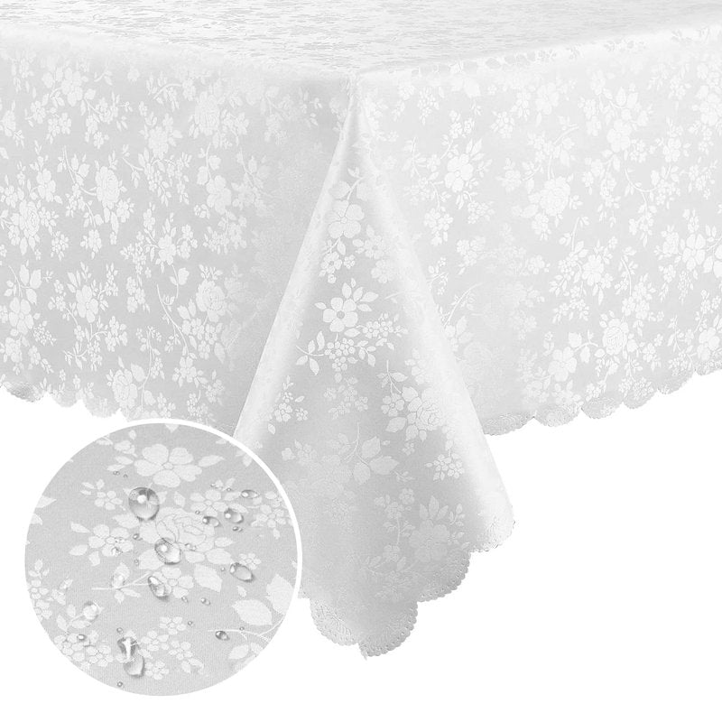 Smiry Rectangle Table Cloth, Waterproof Heavy Duty Vinyl Tablecloths, Wipeable Washable Table Cover for Kitchen and Dining Room (White, 70" X 108")