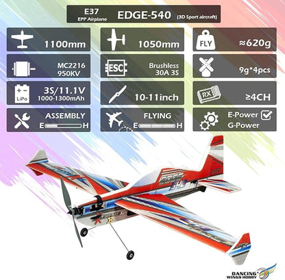 Dancing Wings Hobby E37 Edge 540 1100mm Wingspan EPP 3D Sport Airplane KIT/KIT+Power Combo - KIT