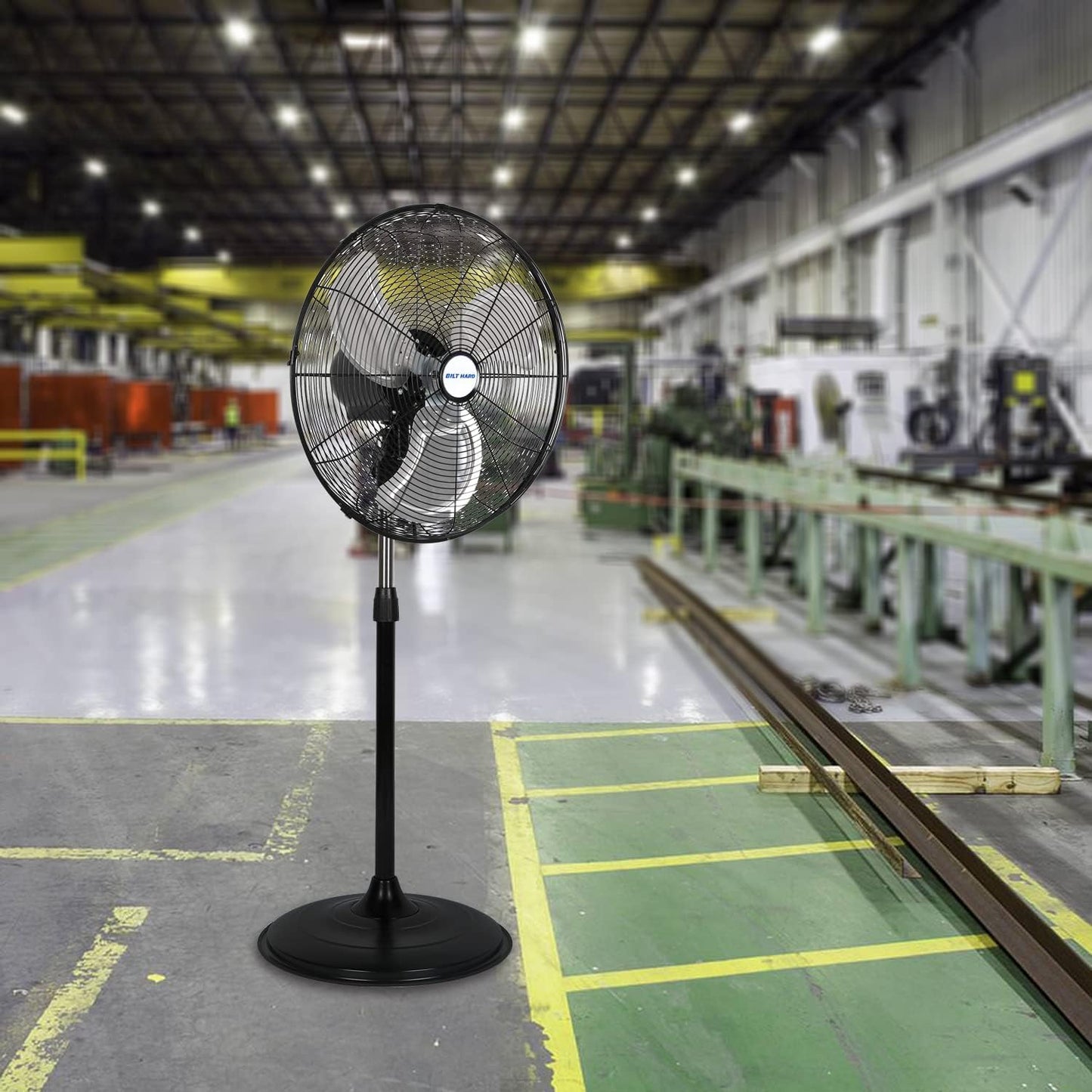 BILT HARD 20" High-Velocity Industrial Pedestal Fan with 3 Speeds, 5200 CFM Oscillating Stand Fan, Heavy Duty Metal Stand Fan for Commercial, Warehouse, Garage Use