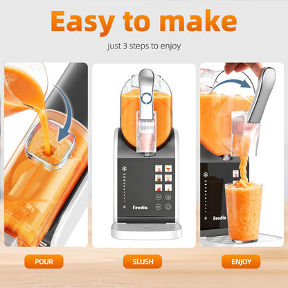 Max 95oz Slushie Machine with 6 Smart Presets, No Ice Needed Frozen Drink Maker for Home, Quick 30-Min Freeze for Slush, Margaritas, Smoothies, Ice Cream & More, Large Capacity Party Slushy Maker