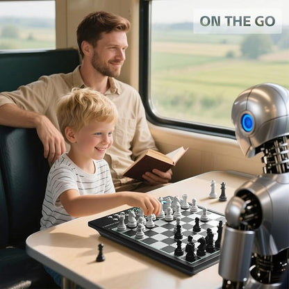 Advanced Electronic Chess Board Smart Computer Chess Set AI Voice Coach Learning for Kids ELO 2200+ for Improving Players Magnetic Large Pieces &amp Board Perfect for Adults LCD Display(Black)