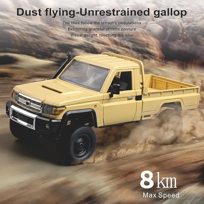 RC Crawler 1:12 Scale MN82 RC Crawler 4WD LC79 Land Cruiser Rock Crawlers with Lights Speed Adjustment Servo Tires 2.4Ghz RTR RC Rock Truck for Teens Adults(Yellow)