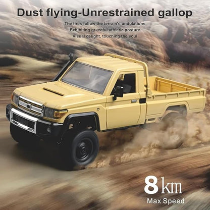 RC Crawler 1:12 Scale MN82 RC Crawler 4WD LC79 Land Cruiser Rock Crawlers with Lights Speed Adjustment Servo Tires 2.4Ghz RTR RC Rock Truck for Teens Adults(Yellow)