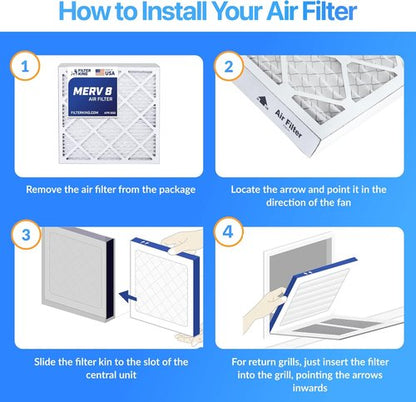 Filter King 20x20x1 Air Filter - MERV 8 Dust & Allergy Control | 12-Pack Pleated HVAC Filters