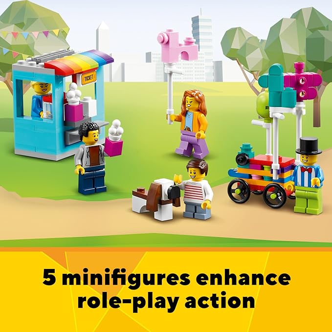 LEGO Creator 3in1 Ferris Wheel 31119 Building Kit with Rebuildable Toy Bumper Cars Boat Swing and 5 Minifigures New 2021 (1002 Pieces)