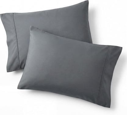 Bedsure Pillow Cases - Super Soft Dark Grey Brushed Microfiber Set of 2 | 20x26 Inches, Wrinkle & Fade Resistant
