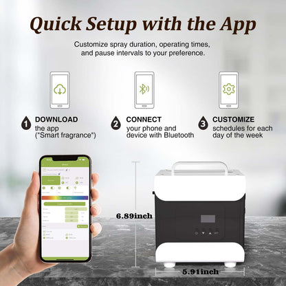 Whole House HVAC Scent Diffuser - 5000 Sq Ft Coverage, Wi-Fi & Bluetooth App Control, 1000ML Hotel Collection, Waterless Cold Air Diffuser for Large Rooms & Commercial Use, Metal Design