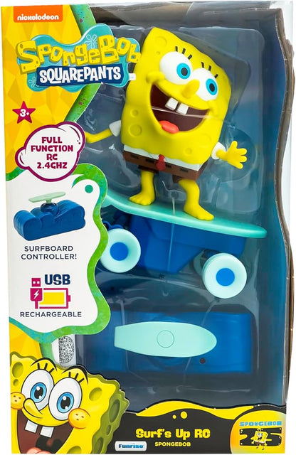 Spongebob Squarepants Surfs Up RC Vehicle - Full-Function Remote Control Spongebob Toy with Surfboard Controller Real Surf Action Play for Kids Ages 3+
