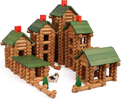 Wondertoys 530 Pcs Wooden Logs Set Ages 3+ Classic Building Log Toys for Kids Creative Construction Engineering Educational Gifts