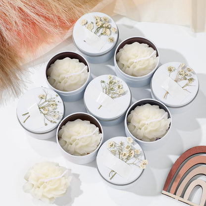 Threlaco 12 Pcs Flower Candles Scented Bridesmaid Gift Set Soy Wax Aromatherapy Candles Bulk for Wedding Bridal Shower Home Guests Women Valentines Mothers Day Anniversaries Favor(White)