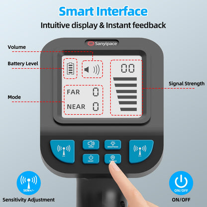 Sanyipace Locator 512Hz, Underground Pipe Locator, Underground Cable Location Device, Sewer Camera Accessories, 3000mAh Battery Powered, Rechargeable Receiver Locating Wand - Blue & Black