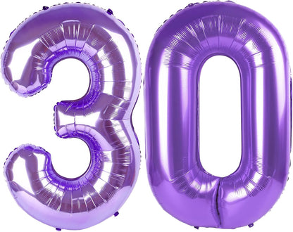 Purple Number 30 Balloon - 40 Inch 30th Birthday Decoration for Girls & Boys Party Supplies