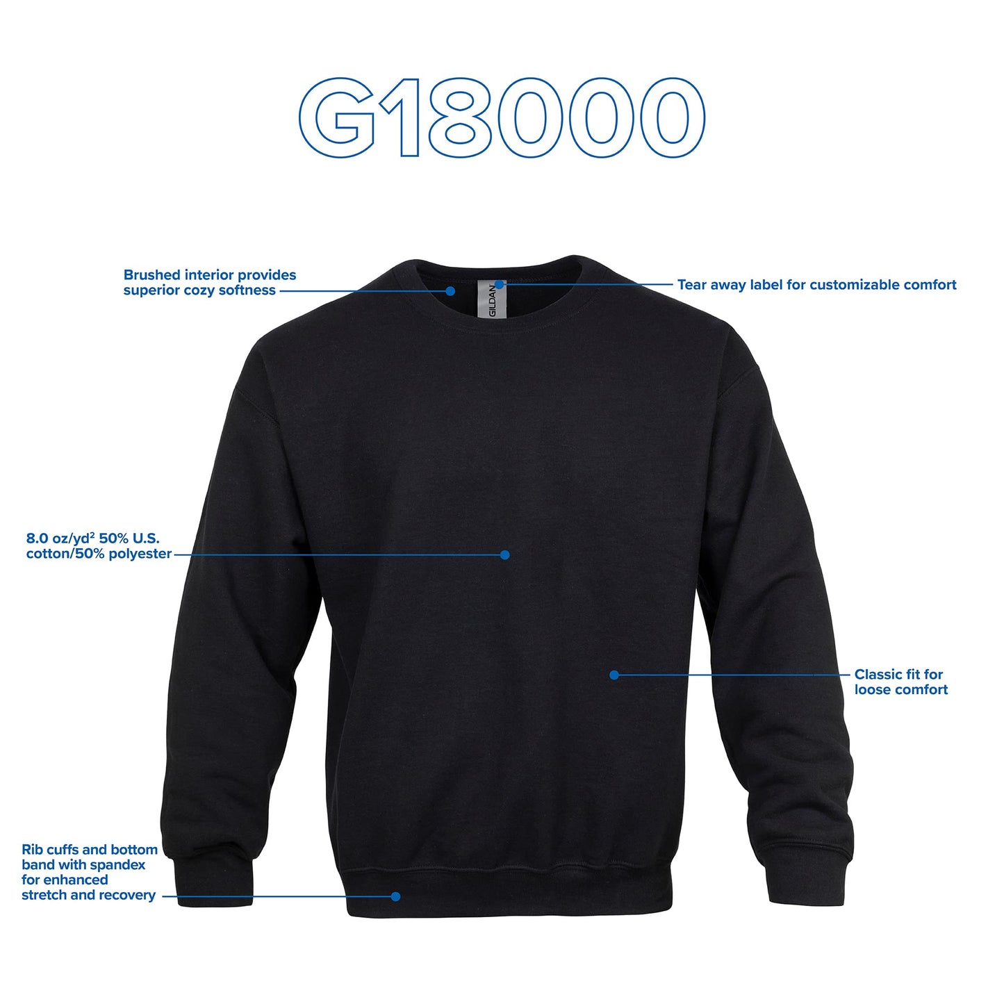 UGP Campus Apparel Gildan Men's Heavy Blend Crewneck Sweatshirt - Large - Black