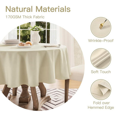 Veblandy Tablecloth Linen Textured Waterproof & Stain Resistant Table Cloth Wrinkle Free Decorative Fabric Farmhouse Table Cover for Dining/Party/Buffet/Wedding, 60 x 60 Inch, Beige
