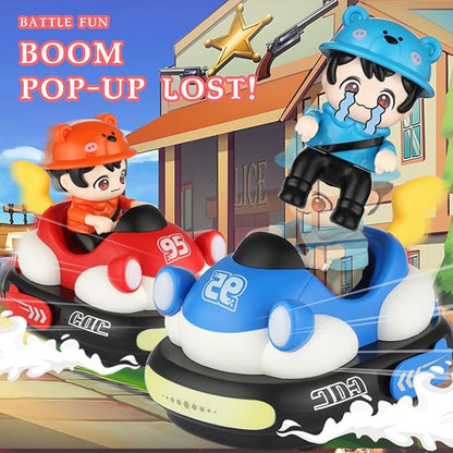 2Pcs RC Bumper Cars Toys with Ejector Rechargeable Remote Control Collision Cars LED Light-Up Battle Racing Game for Kids Ages 3–8 (Parental Guidance) Fun Gift for Boys &amp Girls