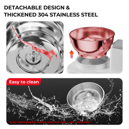 TERUISI Commercial Dough Mixer, 13.8QT Electric Dough Maker with LED Display Timer Ferment Function, Countertop Bread Mixer Kneading Machine with Stainless Steel Removable Bowl for 18LBS Flour Pizza