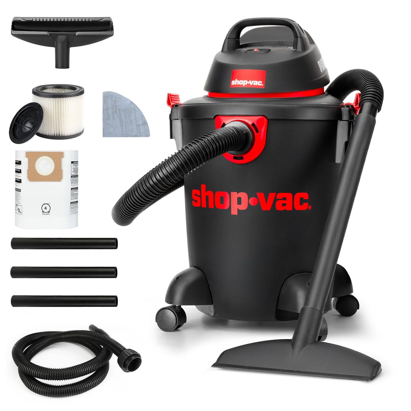 Shop-Vac 5985005 6 Gallon Wet/Dry Vacuum, 3.5 Peak HP, 1.25 Inch Diameter x 7 Foot Hose, 6 Foot Cord, Ideal for Home, Garage, and Workshop Cleaning