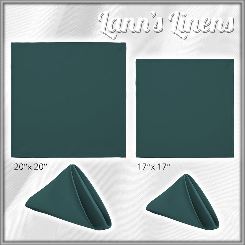 Lann's Linens Set of 12 Cloth Dinner Napkins, 20-inch Polyester Napkins, Washable and Reusable Fabric for Wedding, Hotel, Restaurant - Hunter Green
