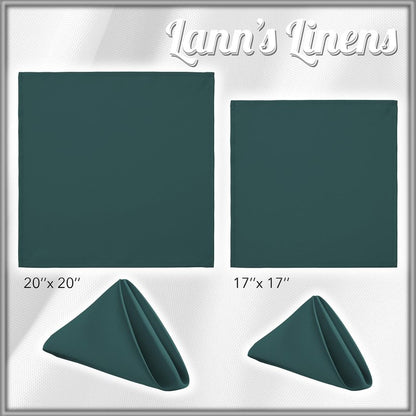 Lann's Linens Set of 12 Cloth Dinner Napkins, 20-inch Polyester Napkins, Washable and Reusable Fabric for Wedding, Hotel, Restaurant - Hunter Green