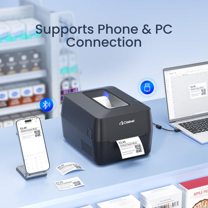 Thermal Transfer Label Printer- Bluetooth 4x6 Shipping Printer for Small Business, Warehouse, Retail and Office, Barcode Maker for Asset Tracking, Inventory and Logistics, Compatible with Phone and PC