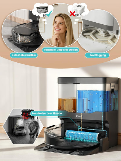 Lefant Robot Vacuum and Mop, 20000Pa Strong Suction, Self-Cleaning Roller Mop with Auto Drying, LiDAR Navigation & Obstacle Avoidance, Tangle-Free Pet Hair, Slim, 800ml Dustbin, 5G WiFi, M210 Pro OMNI