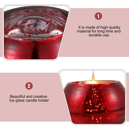 GAROZATION Glass Candle Holder for Valentine's Day Romantic Decor Red Frosted Floral Design Tealight Cup for Weddings Aromatherapy Candles Elegant Party Table Centerpiece
