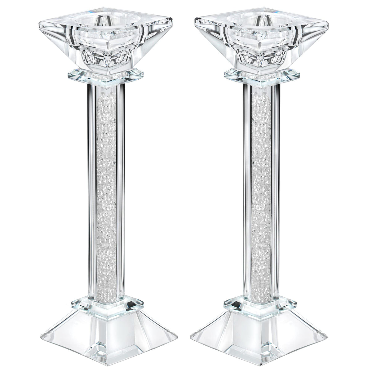 Crystal Candle Holders Set of 2-8.6" Tall Crystal Candlestick Holders - Ultra Elegant and Modern Centerpiece Home Decor