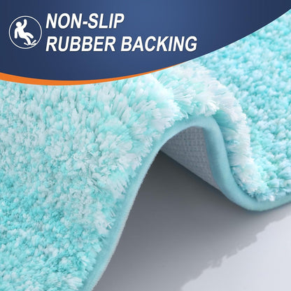 OLANLY Bathroom Runner Rug - Extra Soft Microfiber Mat 44x24 | Quick Dry, Washable, Teal Color